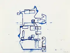 3 Sculptures - Plan View by Barry Le Va, 2004, ink on paper, sold Mar 2023