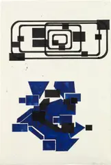 Barry Le Va, Plan view for double-tiered sculpture, 2002, ink on paper