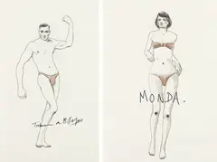 Charles Avery, Two works: (i) Untitled (Monda) ; (ii) Untitled (Trevor Millifias), 1999, graphite and oil stick on paper