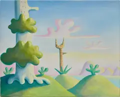 Daisy Dodd-Noble, Blue speckled tree and spiked tree, 2020, oil on canvas