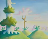 Daisy Dodd-Noble, Blue speckled tree and spiked tree, 2020, oil on canvas