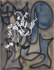 Ida Ekblad, Untitled (Toddler), 2015, acrylic, spray paint and puff paint on linen