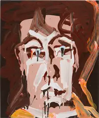 Neopolitan Cream Milla Jovovich by Katherine Bernhardt, 2007, acrylic on canvas, sold Jul 2023