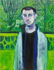 Igor Moritz, Self-Portrait, November, oil and electrical tape on linen