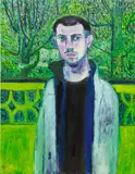 Igor Moritz, Self-Portrait, November, oil and electrical tape on linen