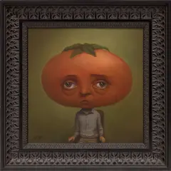 Sad Tomato by Marion Peck, 2011, oil on panel, in artist's frame, sold Jul 2023