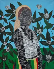 Bush Girl IV by Odinakachi Okoroafor, 2021, acrylic on canvas, sold Jul 2023
