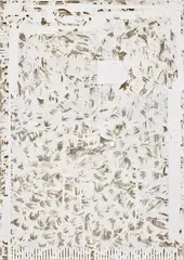 Analia Saban, Circuit Board #5, 2012, laser sculpted acrylic paint on distressed canvas