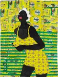 Rufai Zakari, The Girl in Yellow Swimming Costume, 2020, plastic wrappers, thread and mixed media