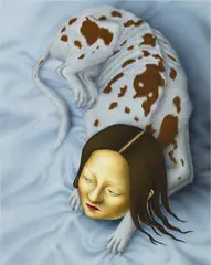 Aya Uekawa, Self-portrait as a melancholic dog, 2010, acrylic on panel