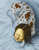 Aya Uekawa, Self-portrait as a melancholic dog, 2010, acrylic on panel