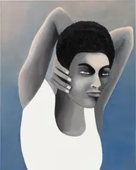 L'interprète by Rebecca Brodskis, 2021, oil on linen, sold Jul 2023