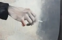 Matt Saunders, Matti's Cigarette, 2006, oil on mylar with vinyl sheet