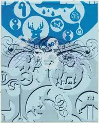 Ryan McGinness, Untitled (Plexi-boxed Painting 4, Blue), 2006, mixed media on linen with acrylic box