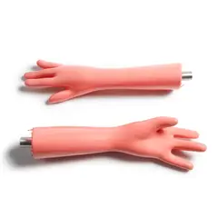 Paul McCarthy, Silicon Gloves (spaghetti man/tomato head hands), 1993-2001, silicon, rubber and steel, in 2 parts, in a wooden box