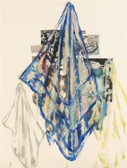 David Salle, Untitled, 1992, oil and offset print collage on paper, with serigraph on the reverse