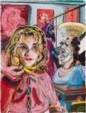 Natalie Frank, Measuring Her Neck (Story of O), 2015, gouache and chalk pastel on paper