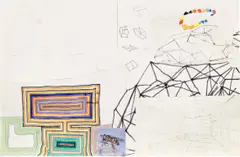 Paul Sietsema, Untitled, 2000, ink, watercolor, graphite, marker, collage and adhesive tape on paper