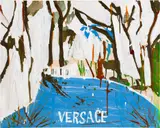 Katherine Bernhardt, Haute Coast Grand-Hotel du Cap Furrat, 2002, acrylic and glitter on canvas