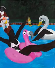 John Madu, Life Is Better Poolside, 2021, acrylic on canvas