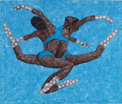 Foster Sakyiamah, Blue Collision, 2021, acrylic on canvas