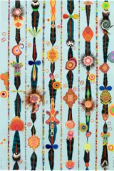 Jose Alvarez, Meeting the Ally #2, 2007, beads, feathers and mineral crystals on paper