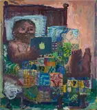 Todd Bienvenu, Staying in Bed, 2015, oil on canvas