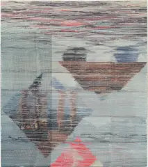 Margo Wolowiec, Almost a third of the way, 2014, handwoven polyester, cotton, linen, dye-sublimation ink and fabric dye