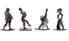 William Kentridge, Shadow Quartet, 2013, bronze with dark brown patina, in 4 parts
