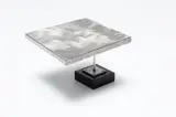 George Rickey, Single Plane, 1967, steel and stone base, kinetic sculpture, in 2 parts