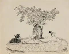 Milton Avery, Lilacs and Various Objects, 1945, ink on paper