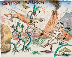 H. C. Westermann, Study for Central America, 1973, watercolor and ink on paper