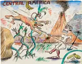 H. C. Westermann, Study for Central America, 1973, watercolor and ink on paper