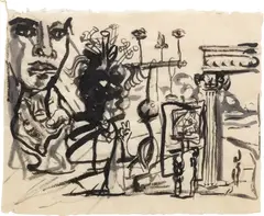 Untitled by George Condo, 1980, ink on paper, sold Sep 2023