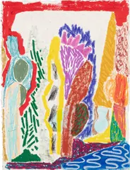 Shara Hughes, Jazz Weeds, 2015, crayon, marker and oil pastel on paper