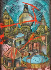 Lari Pittman, Untitled #12, 2007, matte oil, spray paint, lacquer and cel-vinyl on gessoed paper