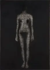 Lesley Dill, Poem Body (The Soul Has Bandaged Moments), 1994, charcoal over photolithograph