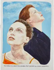 Muntean & Rosenblum, This World is a Great Rolling Ball that Crushes all People Beneath It, 1998, marker, pencil and acrylic on canvas