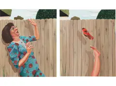Madeleine Pfull, Two works: (i) The Fall I ; (ii) The Fall II, 2019, oil on linen