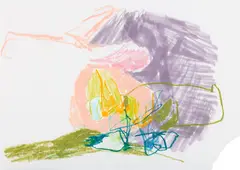 Jadé Fadojutimi, What kind of foetus grows here?, 2020, marker, oilstick, crayon and pen on paper