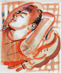 Tristan + Margaret by Louis Fratino, 2017, acrylic, oil pastel and crayon on paper, sold Dec 2023