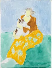 Cat Sitter by Sally Michel Avery, 1992, oil on canvasboard, sold Dec 2023