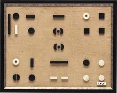 Sin título by Loló Soldevilla, black and white wood, jute and board, sold Dec 2023