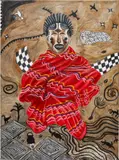 Kelechi Nwaneri, Mmanwu 2, 2021, charcoal, coffee stain and acrylic on canvas