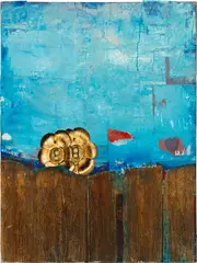 Wilson by Brenna Youngblood, 2010, acrylic, wallpaper and photo collage on canvas, sold Dec 2023