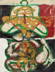 Gerasimos Floratos, Mystic Taxi Boy, 2016, oil, acrylic and staples on canvas