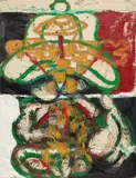 Gerasimos Floratos, Mystic Taxi Boy, 2016, oil, acrylic and staples on canvas