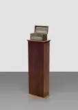 Annette Lemieux, The Weight of Questions, 1989, bronze and glass with wood base