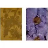 Ryan Foerster, Two works: (i) The Sky is Falling 3 ; (ii) Purple Universe, 2012, (i) printing plate (ii) found aluminum and Kwik Print emulsion