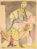 Romare Bearden, Figure with Bird